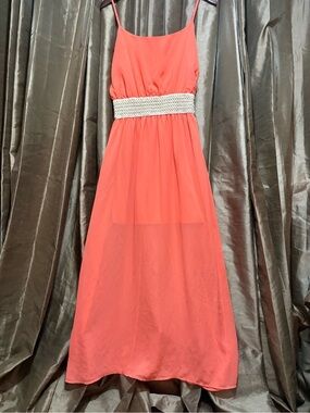 Charlies Coral Maxi Dress with Embellished Waistband Look@pic6 18↔️52↕️ #1832‎